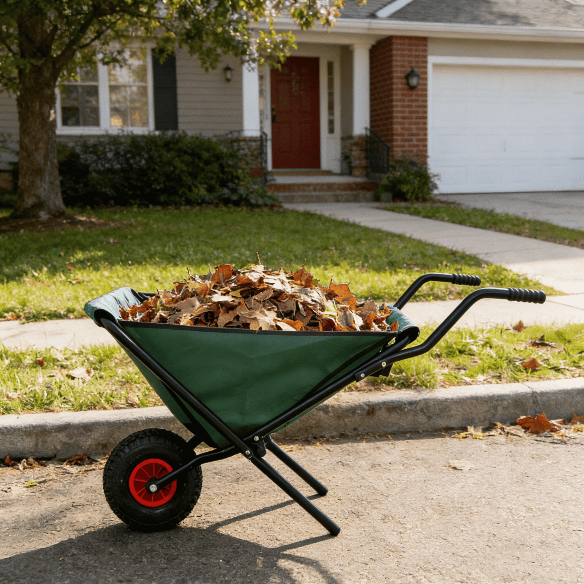 Collapsible Folding Wheelbarrow 176LBS Capacity 10 Inch Pneumatic Tire Lightweight Oxford Cloth Heavy Duty Garden Yard Lawn Cart for Grass Leaf Soil Rocks Gardening Supplies