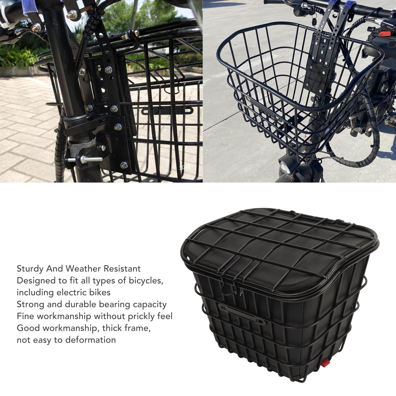 Electric Folding Electric Bike Basket Metal Bike Front Basket Universal Hanging Bicycle Basket With Waterproof Inner Bag Walmart