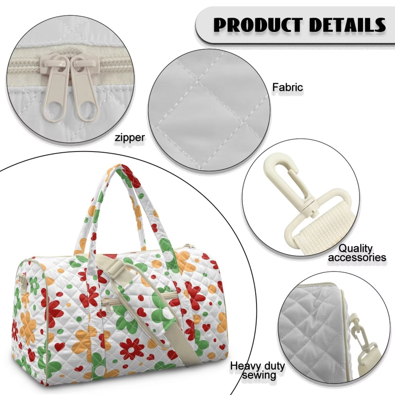 Xixirimido Gym Bag for Women, Quilted Duffle Bag with Trolley Sleeve for Travel, Weekender Overnight Bag for Men Hospital Bags for Women, Abstract Colorful Floral