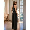 thumbnail image 5 of Maxi Jumpsuit for Women Crossover Halter Neck Straight Leg Overall Romper Black M, 5 of 7