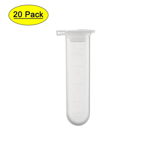 Uxcell 5ml Plastic Round Bottom Centrifuge Tubes with Attached Cap 20 Pack