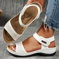 thumbnail image 4 of Orthopedic Sandals for Women Open Toe Rhinestone Band Slingabck Platform Wedges Breathable Footbed Arch Support Antislip Walking Shoes White Size 5.5, 4 of 6