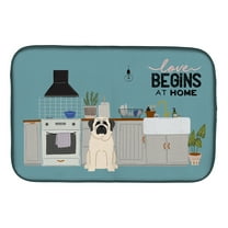 White Mastiff Kitchen Scene Dish Drying Mat
