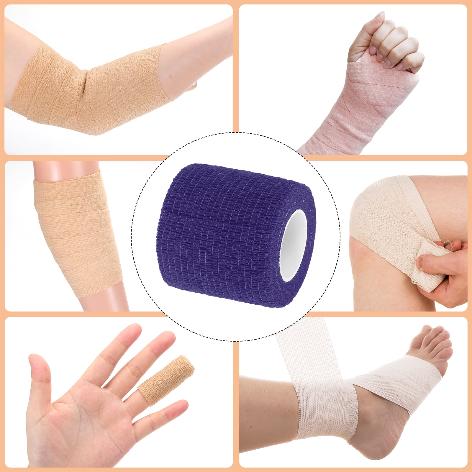 12 Rolls Adhesive Elastic Tape Elastic Bandage,2" x 5 Yards Wrap Stretch Wrist Knee Tape,Dark Purple