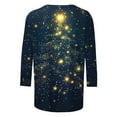 thumbnail image 5 of Feancey 3/4 Sleeve Womens Tunic Tops Christmas Plus Size Tshirts Holiday Casual Snowflake Print Graphic Tees Comfy Round Neck Party Blouse Blue XXL, 5 of 5