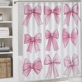 thumbnail image 5 of 4Pcs Shower Curtain Sets with Rugs with Rugs Toilet Lid Cover And Bath Mat Cute Pink Bows Waterproof Fabric Bath Curtains Bow Decorative for Bathtub Decor, 5 of 8