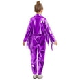 thumbnail image 2 of TSSOE Kids Boys Girls Tassel Metallic Long Sleeve Jazz Hip Hop Street Dance Bomber Jacket Coat and Sweatpants Set Purple 8, 2 of 5