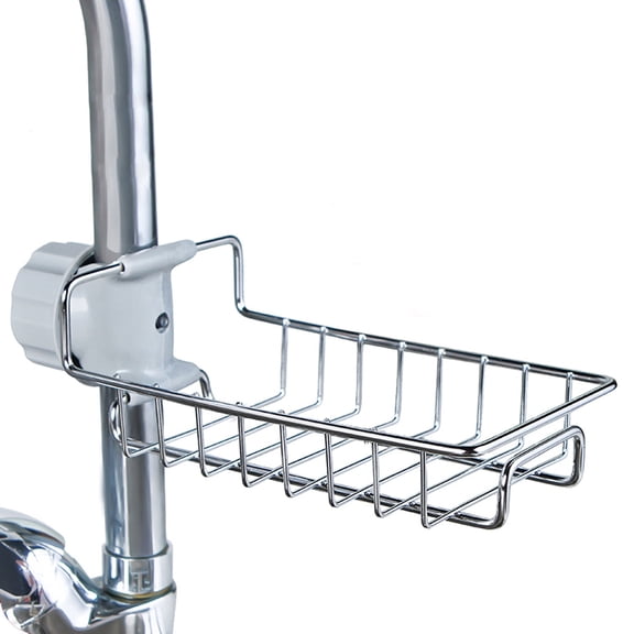 Kitchen Sink Caddy Organizer,Stainless Steel Faucet Storage Rack Sponge Holder For Kitchen Accessorie,Scrubbers, Soap, Bathroom Silver