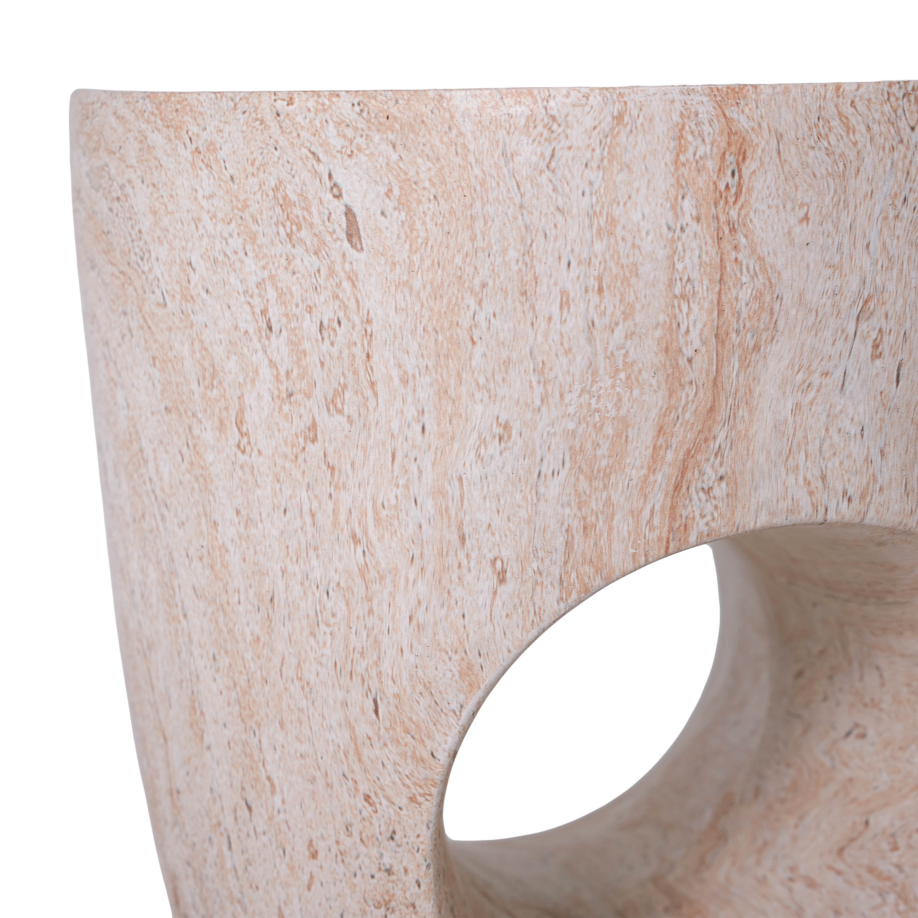 Round MGO Side Table 14.96 Inch, Faux Marble Outdoor Garden Stool and Indoor End Table, No Assembly Required, Beige Marble