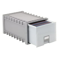 24 Inch Archive Legal File Box - Light Grey Plastic Storage Containers - Durable Letter & Legal Size Document Organizer - Moisture Resistant Office & Home Filing