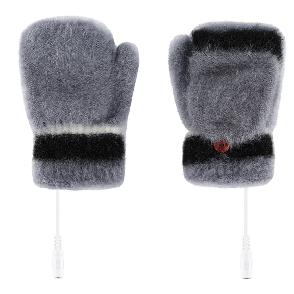 IMENGL Gloves for Women Soft Laptop USB Heated Mitten Full&Half Finger Winter Warm Knit Hand Comfy Women's Work Gloves,Gray