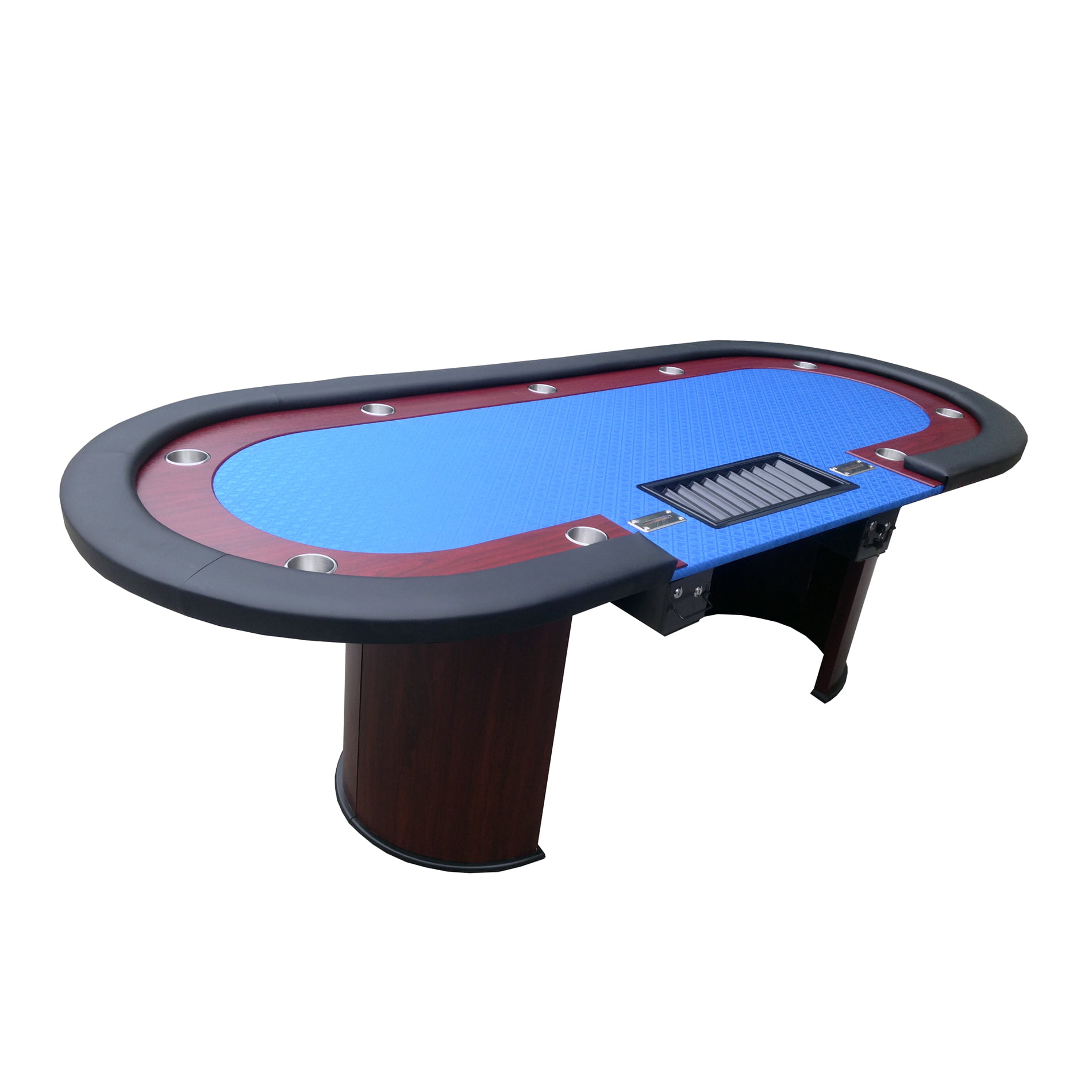 96" Classic Luna Poker Table Wooden Legs Dropbox Black Cloth W/ Play Card Free 