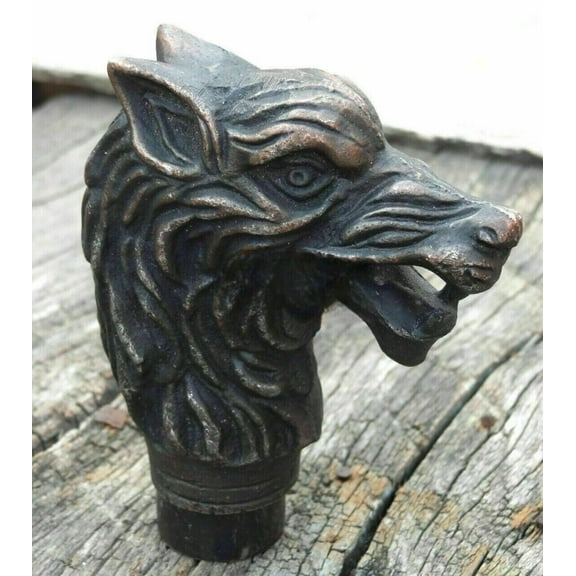 Antique Wolf Head Handle Only For cane Walking Stick Amazing Vintage Best Gift