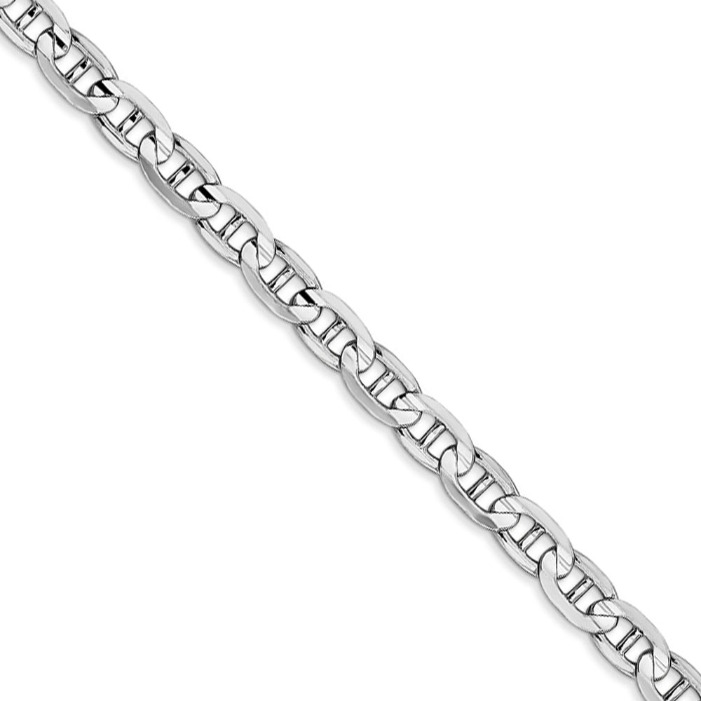 4.4mm 14k White Gold Solid Concave Anchor Chain Necklace, 20 Inch