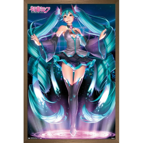 Hatsune Miku - Projection Wall Poster, 14.725" x 22.375", Framed