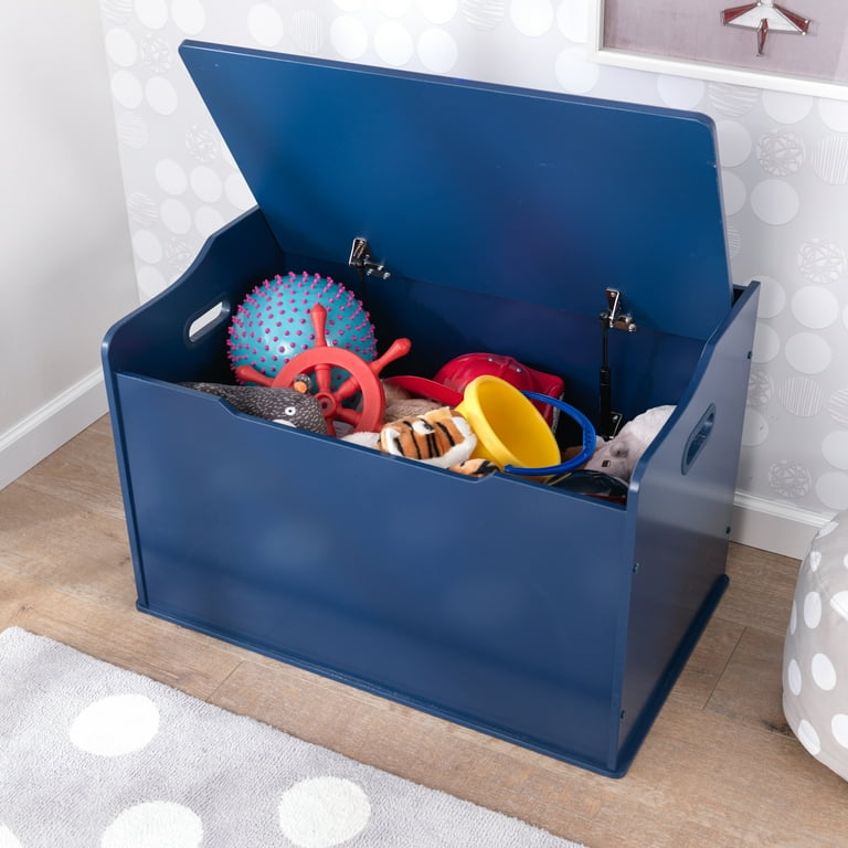 KidKraft Austin Wooden Toy Box Bench with Safety Hinged Lid Blueberry