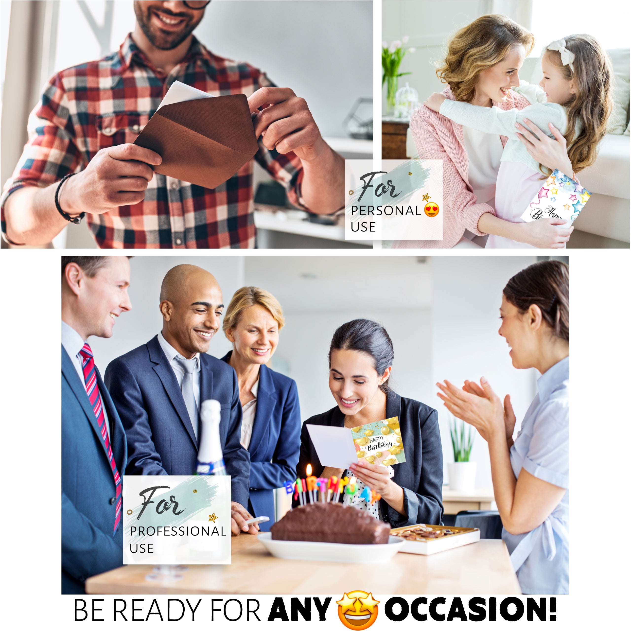 60 Happy Birthday Cards 5x7 Bulk, Unique Designs with Envelopes