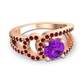 thumbnail image 3 of Diamond-Capitals 2.50 Carat Round Cut Amethyst & Garnet Gemstone Shiny Engagement Ring for her Solid 14K Rose Gold Size 4, 3 of 8
