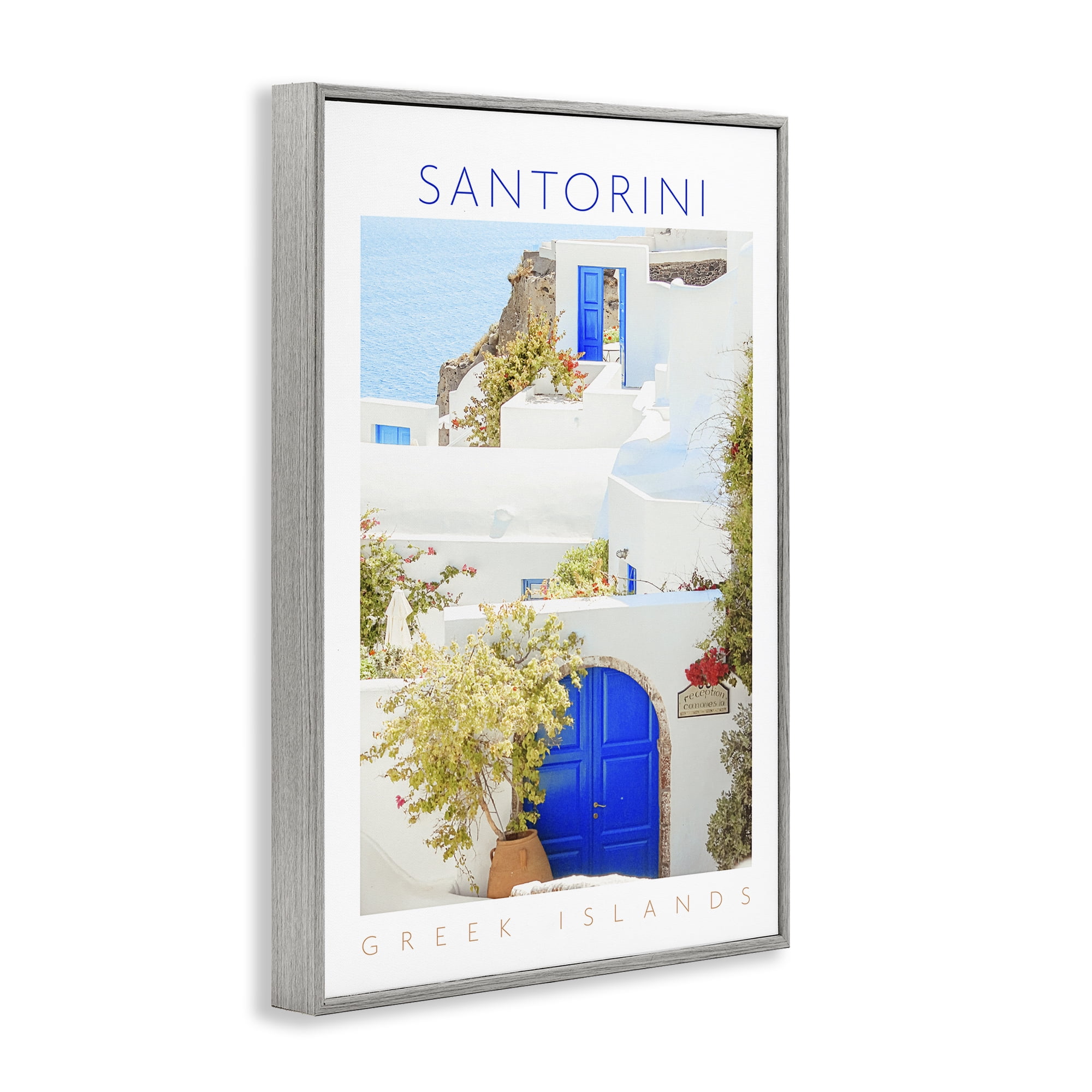 Stupell Industries Santorini Greek Islands Gray Framed Giclee Art, design by Erin Marie