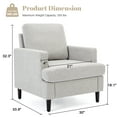 thumbnail image 2 of Weture Mid-Century Accent Chair, Linen Upholstered Reading Accent Chairs, Light Gray, 2 of 8