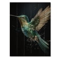thumbnail image 3 of Designart "Blue Black Hummingbird Aerial Grace" Animals Print on Natural Pine Wood, 3 of 5