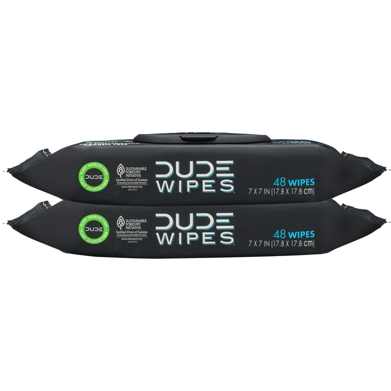 Dude Wipes Unscented XL Flushable Wipes, 6 Flip-Top Packs, 48 Wipes per Pack, 288 Total Wipes