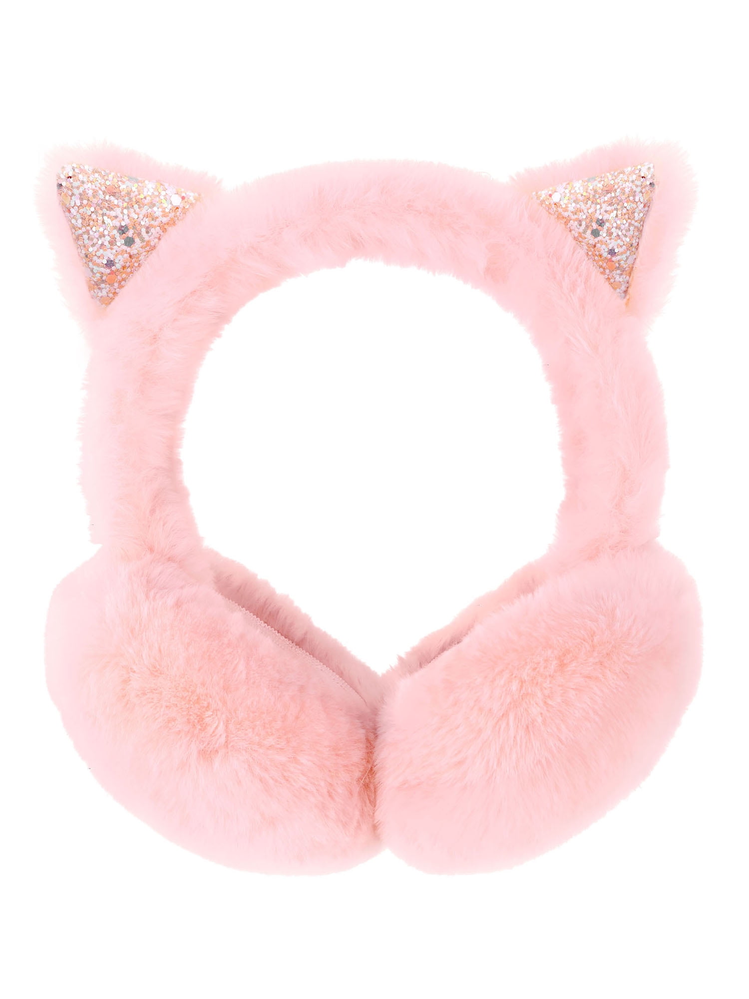 Winter Earmuff kids Soft Plush Foldable Cat Ear Warmers,Pink Walmart