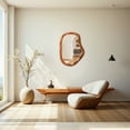 thumbnail image 5 of LuxenHome Natural Wood Finish Asymmetrical MDF Frame Wall Mirror, 31.5” H  x  22.6” W, 5 of 11