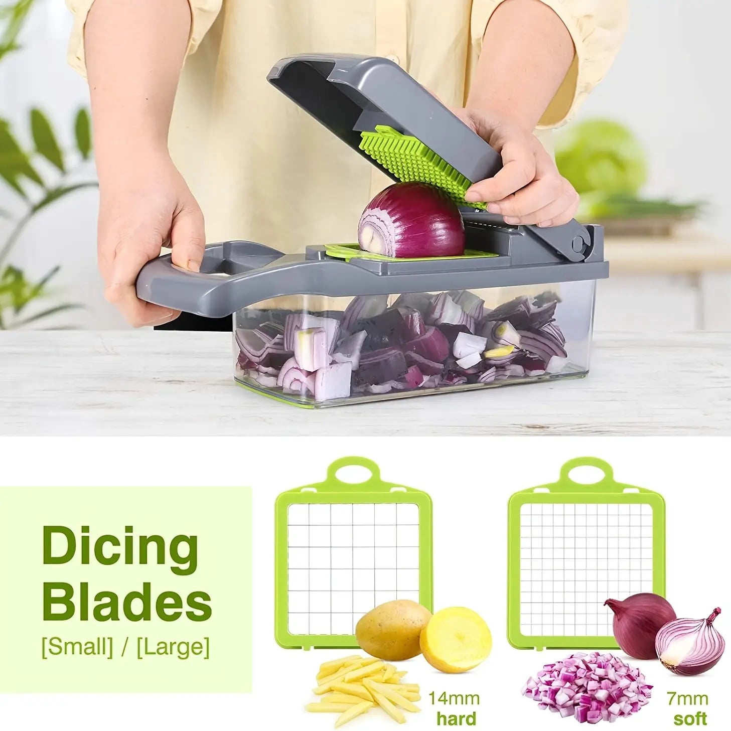 Hwawhin 13 in 1 Vegetable Chopper, Multifunctional Food Chopper with Container, 8 Blade food processor with Onion Chopper, Slicer, Dicer for Potato, Carrot, Salad Chopper, Home & Kitchen Gadgets