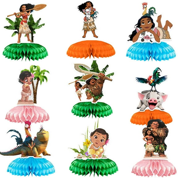 Moana Princess Honeycomb Centerpieces Table Toppers Decorations for Birthday Party Decor Supplies
