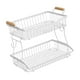 thumbnail image 5 of Cesta de frutas de 2 niveles, organizador de verduras, portátil, con asa, de hierro Blanco, 5 of 9