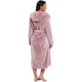 thumbnail image 3 of Women Plush Fleece Robe Long Warm Bathrobe Shawl Collar/Hood, 3 of 6