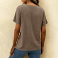 thumbnail image 6 of Paiwinds Women's Linen Blend V-Neck Short Sleeve Top with Button Detail - Loose Casual Summer Shirt in Beige, 6 of 9