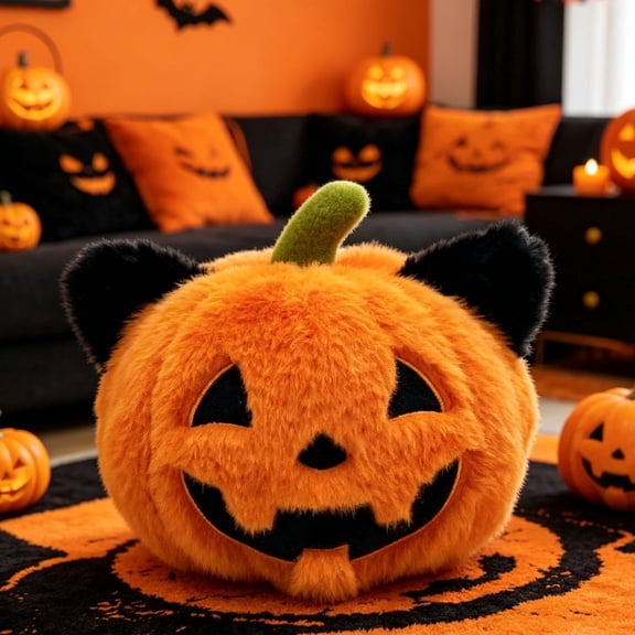 Halloween Pumpkin Figure Stuffed Plush Doll, Multiple Styles Soft Pumpkin Head Character Toy, Cute Spooky Stuffed Animal for Holiday Gift & Home Decor