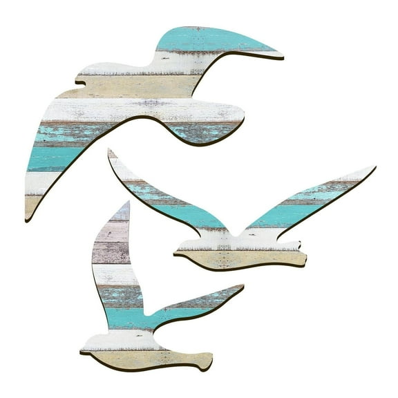 Hangs Wooden Seagull Decoration Marine Wall Art Beach Ornaments Home Décor Coastal Charm for Living Room and Bathroom