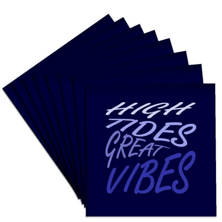 

3dRose High Tides Great Vibes Summer Beach Vacation Quote Set of 8 Ceramic Tile Coasters