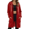 thumbnail image 2 of Inglocry Long Zip Up Hoodie Women Casual Hooded Long Tunic Sweatshirts Y2k Comfort Hoodies Fall Jacket Coat with Pockets Red L, 2 of 5