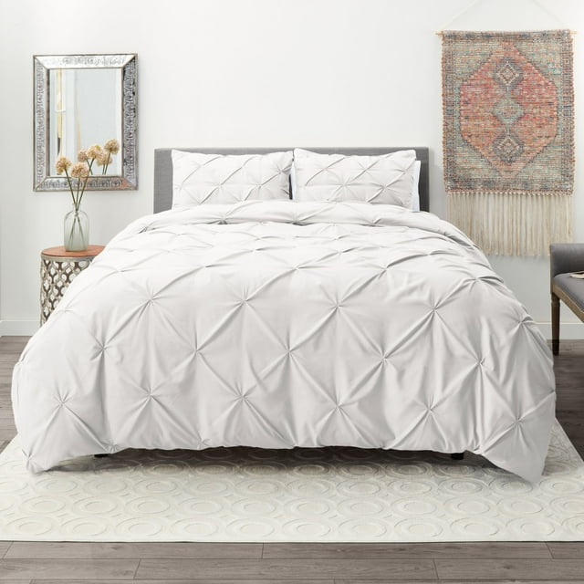 Nestl Couette Plissée Pincée, Ensemble Couette Très Grand/Cal Très Grand, Blanc