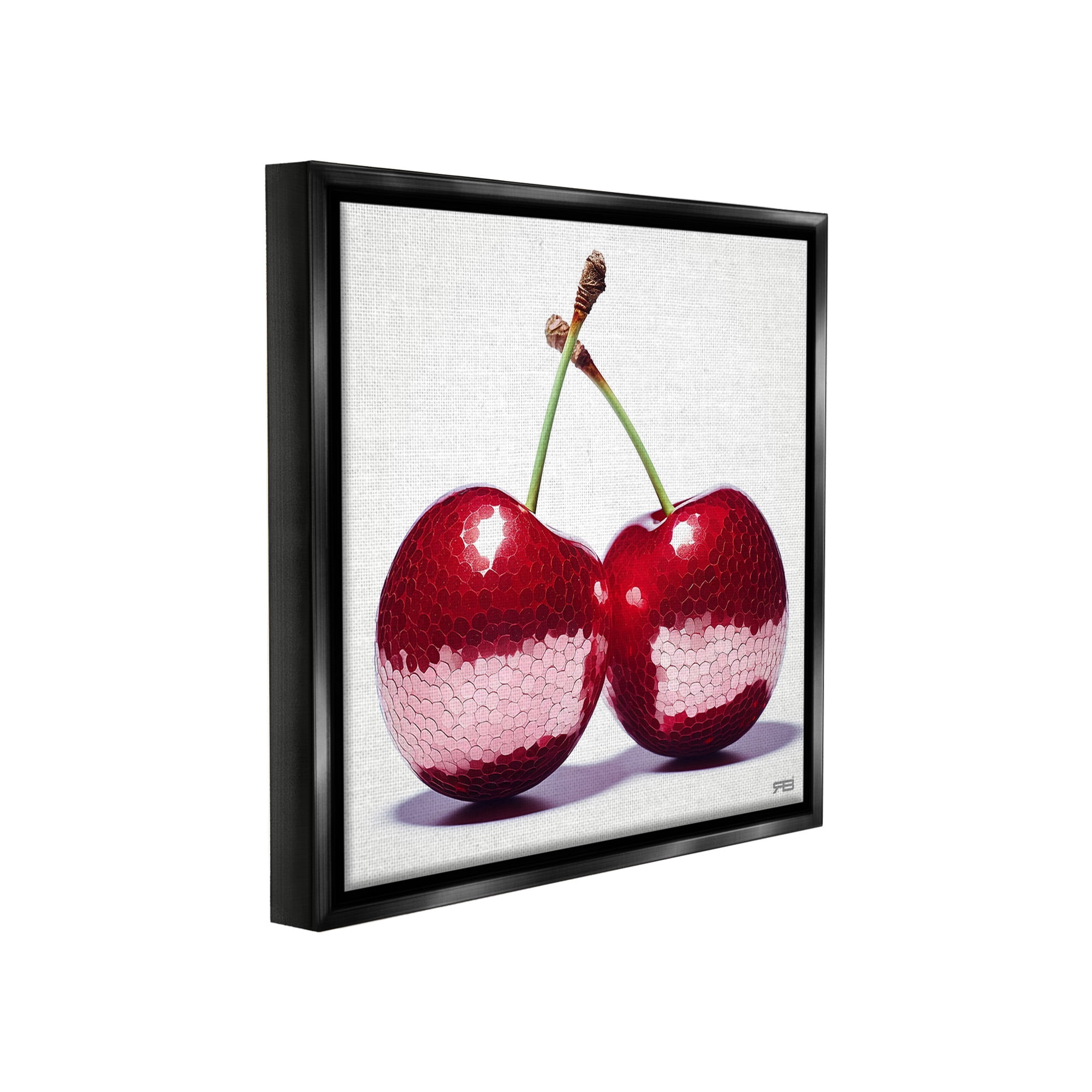 Stupell Industries Cherries with Reflection Food & Beverage Painting Black Floater Framed Canvas Art Print Wall Art, 25 x 25