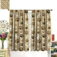 thumbnail image 3 of Cartoon Dog Curtains Coffee Color Dog Paw Prints Pattern Bone Rod Pocket Blackout Window Treatment for Kids Girls Bedroom Children''s Room Kitchen Home Decor Art Printed Window Drapes 42x54in, 3 of 6