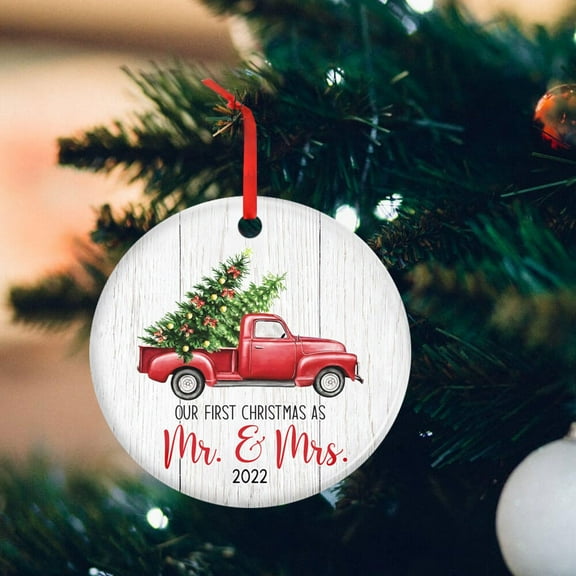 1 Pcs Ceramic Ornaments, First Christmas As Mr. And Mrs. 2022 TPT368Ov1, Christmas Tree Decorations, Christmas Ornaments 2022, Circle