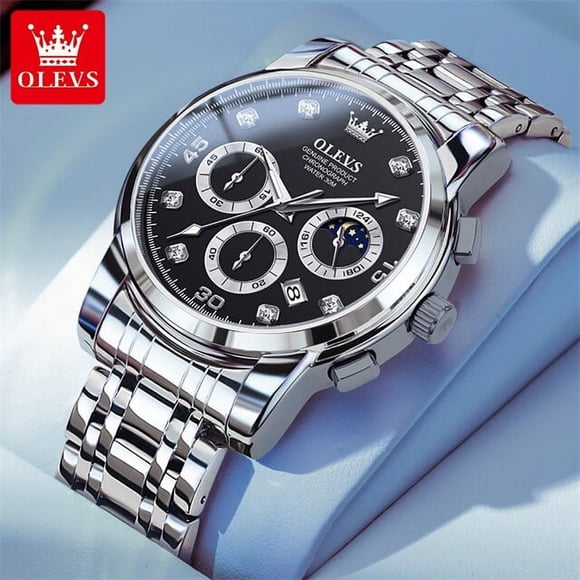 Original OLEVS Quartz Watch for Men Chronograph Luminous Waterpoof Stainless Steel Classic Business Male Wristwatch 2895 New In
