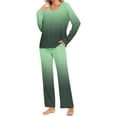 thumbnail image 2 of UAMVSH Womens Pajama Sets 2 Piece Lounge Sets Crew Neck Long Sleeve Top and Elastic Waist Pants with Pockets, 2 of 6