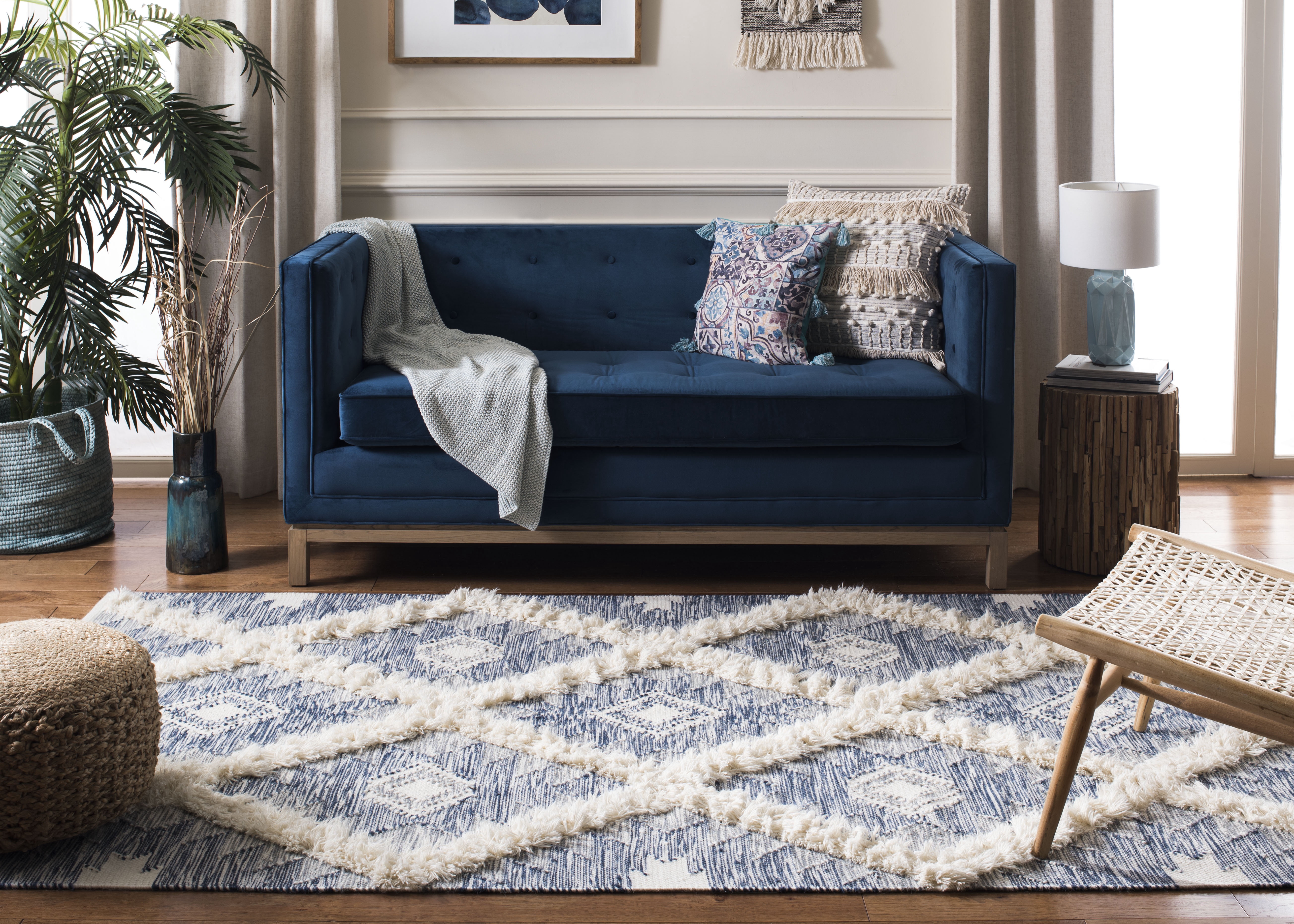 Safavieh Kenya Kensington Geometric Area Rug, Blue/Ivory, 9' x 12'