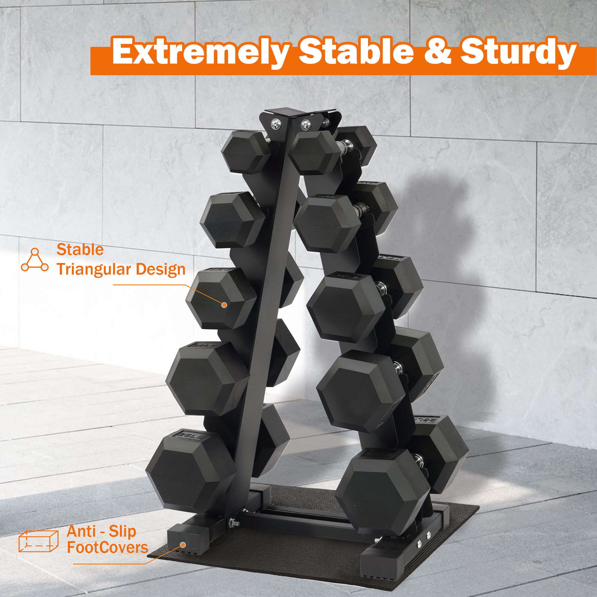 Prilinex 5 Tier Dumbbell Weight Racks, A-Frame, Weights Metal Strength Training Dumbbells Storage Rack for Home Gyms Space Saver,Black