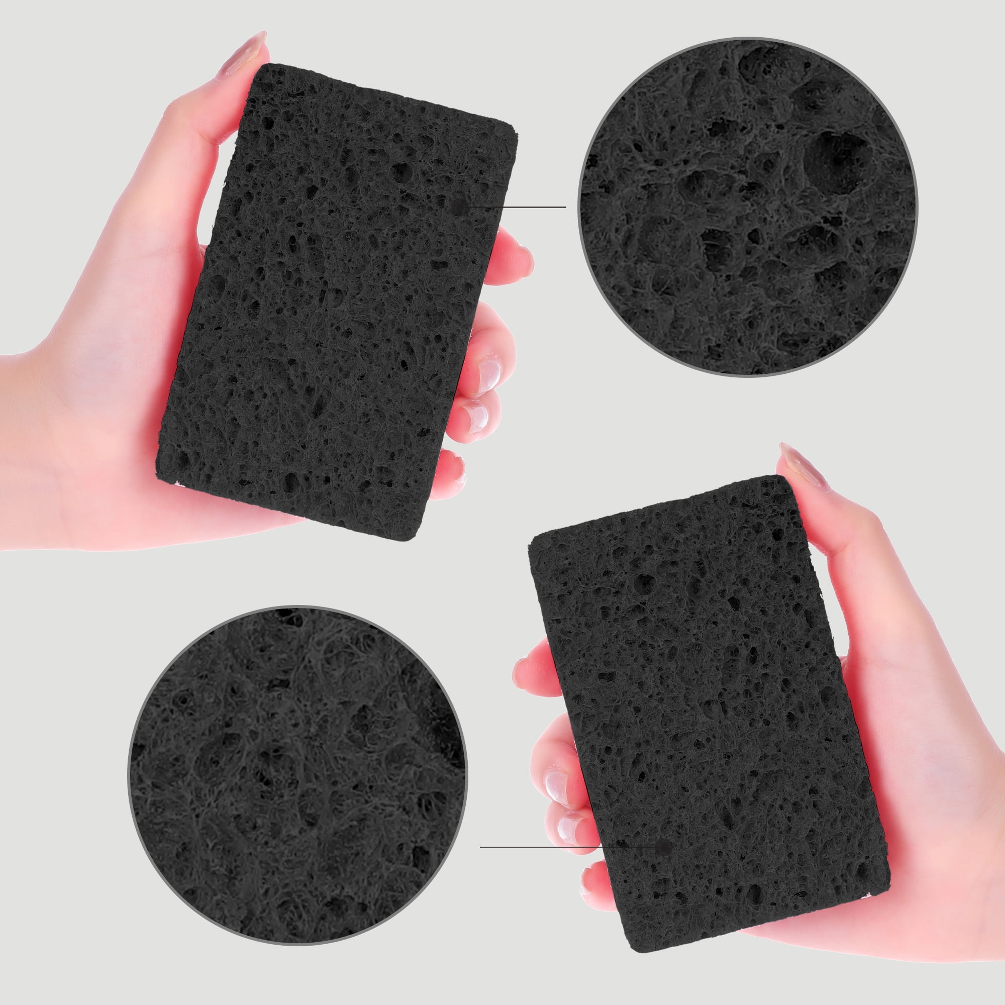 Unique Bargains 6 Pack Non-Scratch Sponges Kitchen Cleaning Sponges Black 4.3"x2.8"x0.8"
