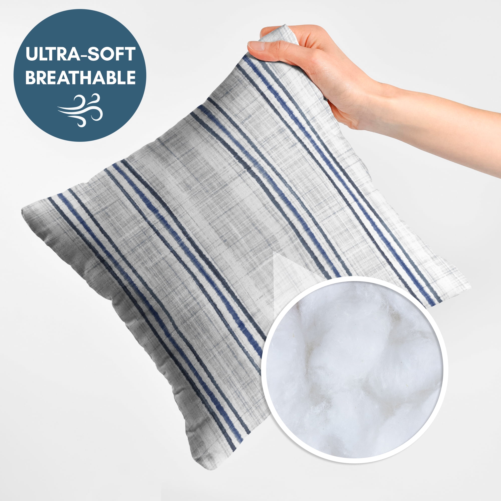 Americanflat 20"x20" Striped Pattern Throw Pillow with Premium Polyester - Navy