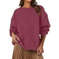 thumbnail image 2 of Sweatshirt for Women Women's Fashion Casual Round Neck Loose Long Sleeve Solid Color Sweatshirt, 2 of 6