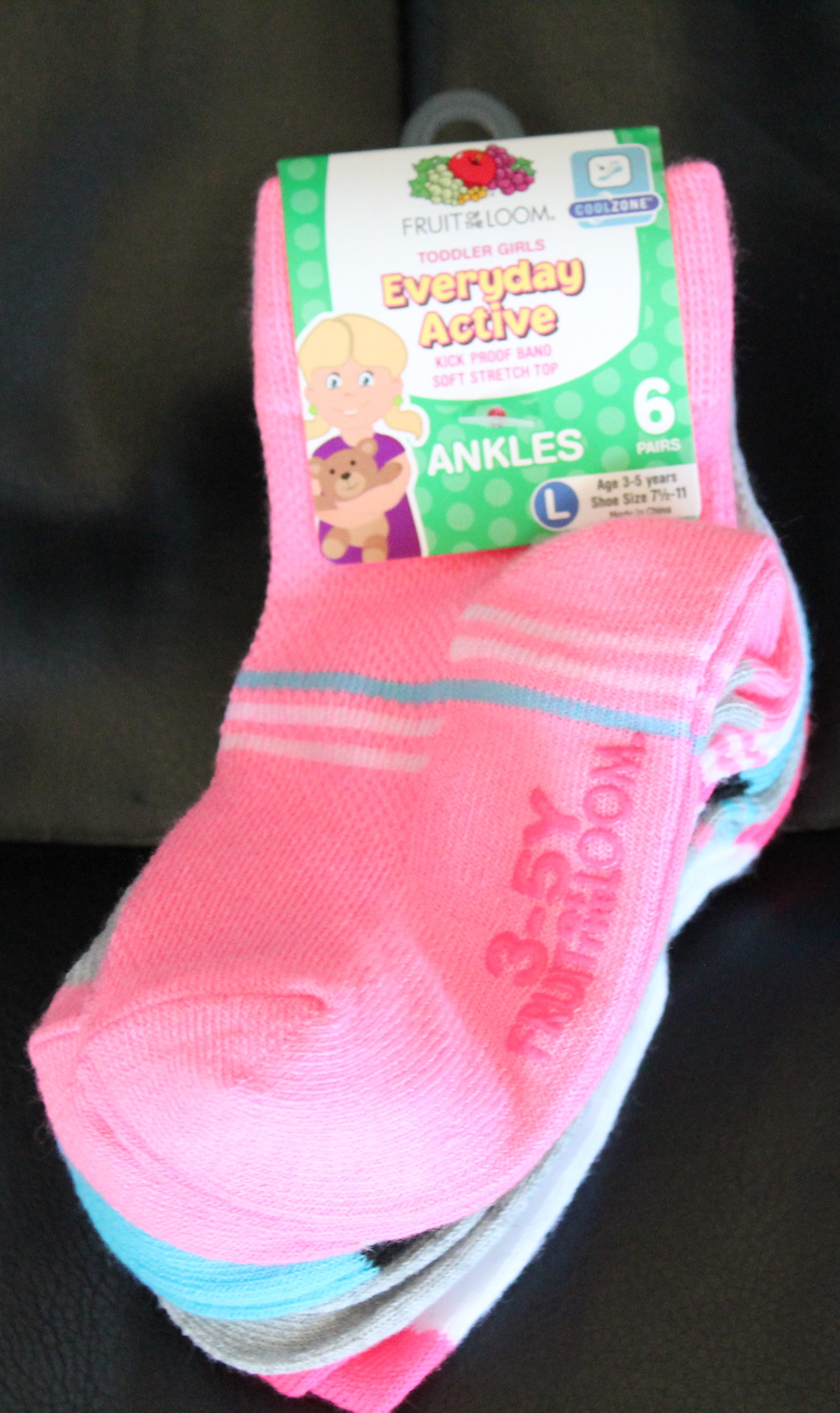 Fruit Of The Loom Baby Girl Ankle Socks, 6 Pack