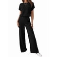 thumbnail image 2 of Traje Informal de Dos Piezas para Mujer, para Viajes y Vacaciones de Verano, con Corta y Pantalones Anchos. Negro S, 2 of 7